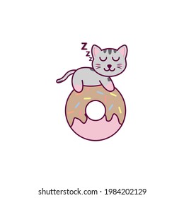 Draw vector illustration character collection cute cat. Doodle cartoon style.