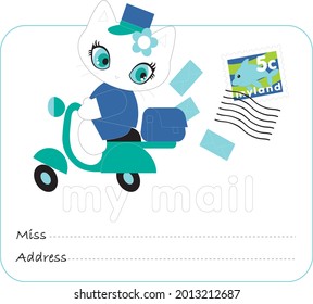 Draw vector illustration character collection cute cat.Doodle cartoon style.