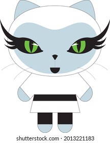 Draw vector illustration character collection cute Sportive Cat. Doodle cartoon style.