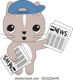 Dibujar la colección de caracteres de ilustración vectorial lindo Cat. Estilo de dibujos animados Doodle.
