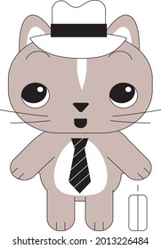 Draw vector illustration character collection cute Cat. Doodle cartoon style.