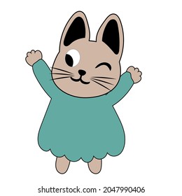 Draw vector illustration character collection cute cat.Doodle cartoon style