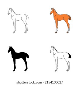 Draw vector illustration character collection cute foals