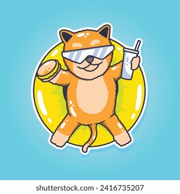 Draw vector illustration character collection cute cat. Doodle cartoon style.