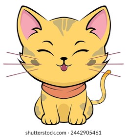 Draw vector illustration character collection cute cat. Doodle cartoon style