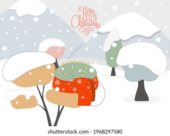 Draw vector illustration character cute dinosaurs in red scarf for Christmas and new year.Doodle cartoon style.