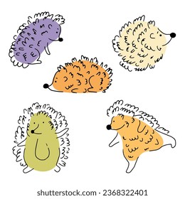 Draw vector illustration character cute hedgehog