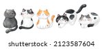 Draw vector illustration character design banner cute cat Watercolor style