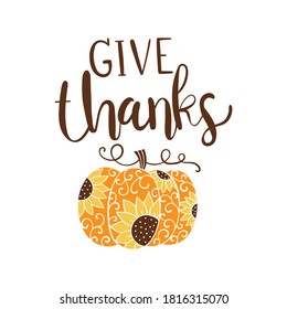 Draw vector illustration character design collection pumpkin sunflower.For autumn and Give thanks Cutting file print on T-shirt.