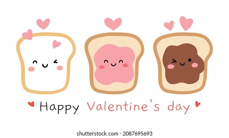 Draw vector illustration character design sweet bread for valentine day Cartoon style