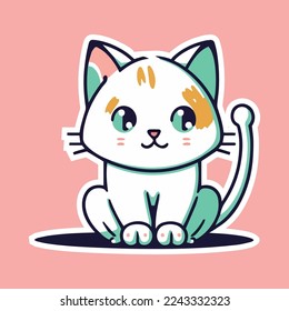 Draw vector illustration character design collection stickers funny cats Doodle cartoon style