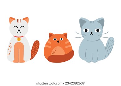 Dibujar ilustración vectorial colección de caracteres gatos simples Estilo de caricatura