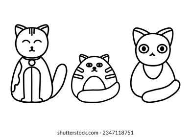 Draw vector illustration character design collection simple cats Doodle style