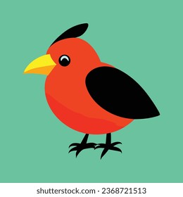 Draw vector illustration character design sticker funny bird cartoon style art and illustration