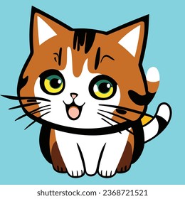 Draw vector illustration character design sticker funny cat cartoon style art and illustration