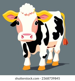 Dibujar ilustración vectorial diseño pegatina estilo de dibujos animados vacuno divertido arte e ilustración