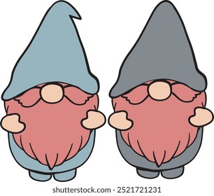 Draw vector illustration character design gnome with happy thanksgiving in autumn Doodle cartoon style