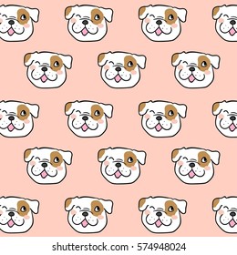 Draw vector illustration character design background of head bulldog.Doodle style.