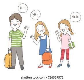 2,150 Kids saying hello Stock Illustrations, Images & Vectors ...