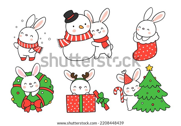 Draw Vector Illustration Collection Cute Bunny Stock Vector (Royalty ...