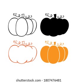 Draw vector illustration collection silhouette pumpkin for Autumn season.