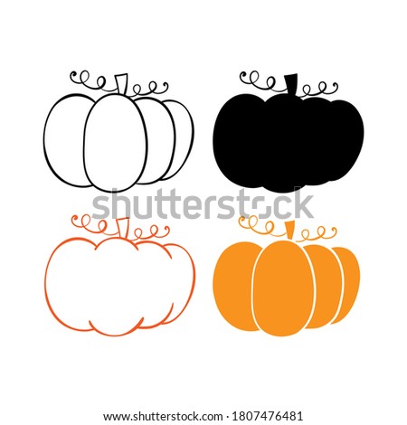 Draw vector illustration collection silhouette pumpkin for Autumn season.