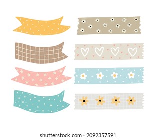 Draw Vector Illustration Collection Washi Tape Strips For Digital Scrapbooking Sticker Planner