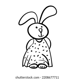 Dibujar ilustración vectorial lindo conejo, conejito, bebé-niña. Símbolo 2023 año. Estilo Doodle.