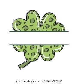Draw vector illustration design clover leaf monogram for St Patrick day.Graphic printable.