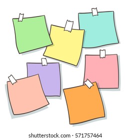 Draw vector illustration design paper note to do list colorful.