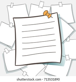Draw vector illustration design paper note to do list your work.Doodle cartoon style.