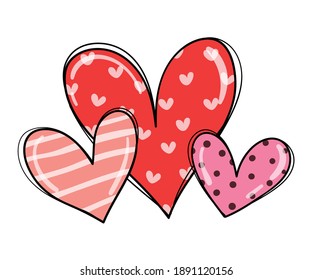 Draw vector illustration design sweet love heart for valentine day.Graphic printable shirt.