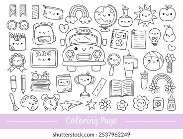 Draw vector illustration doodle school For Classroom activity Printable coloring page
