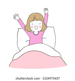 Draw Vector Illustration Girl Wake Morning Stock Vector (Royalty Free ...