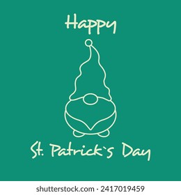 Draw vector illustration with gnomes with Happy St Patrick s Day. Holiday card