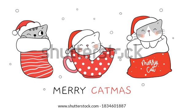 Draw Vector Illustration Happy Cat Sleeping Stock Vector (royalty Free 