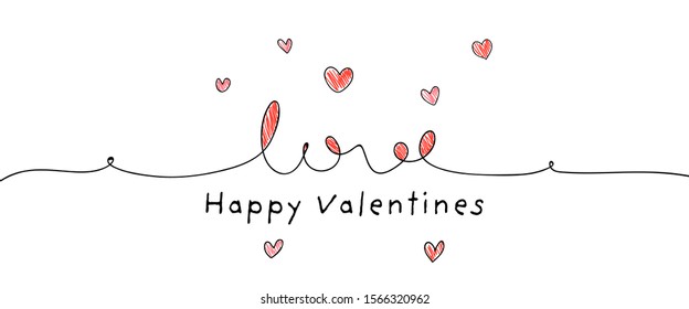 Draw vector illustration little red heart for Valentine's day on white.Love concept.Doodle cartoon style.