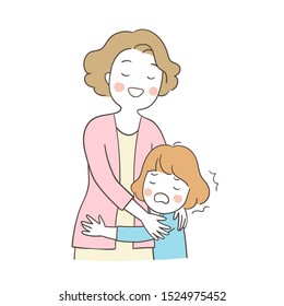 Mother and Daughter Hugging Sad Stock Illustrations, Images & Vectors ...