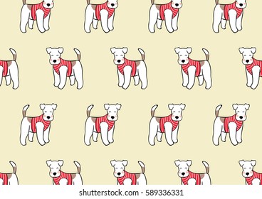 Draw vector illustration pattern background terrier dog.