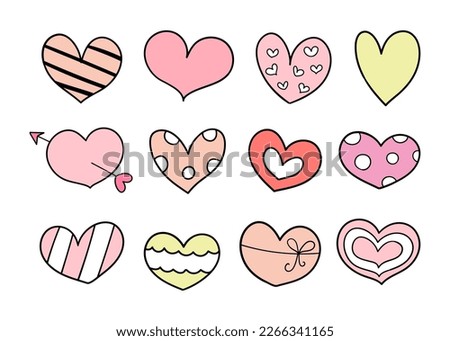 Draw vector illustration sweet doodle hearts for valentine Pastel color Doodle cartoon style