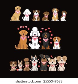 Draw vector illustration sweet pug dog  for valentine day.Cartoon style vector