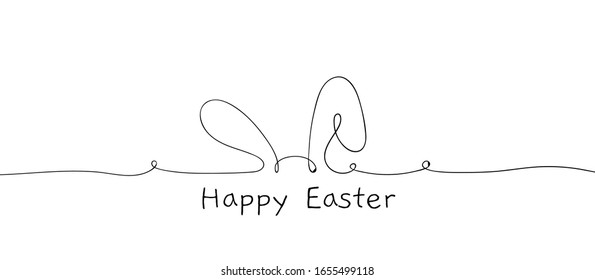 Draw vector line rabbit ears For Easter and spring.Doodle cartoon style.