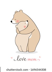 Draw Vector Mom Bear Baby Hug Stock Vector (Royalty Free) 1696544308