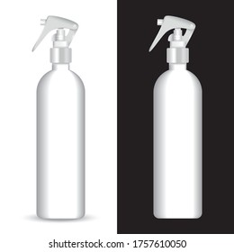 Draw of white atomizer spray bottle with fine trigger to make fine mist, plastic premium container, ideal for hairdressing, barber, antibacterial liquids  and electrolyzed water products