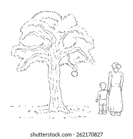 Draw of woman and boy