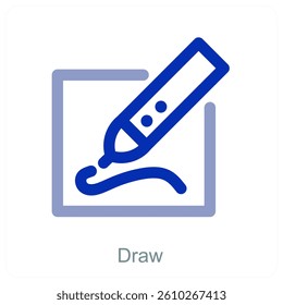 Draw and writing tools icon concept