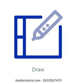Draw and writing tools icon concept