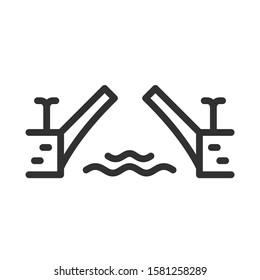 drawbridge bridge, linear icon. Editable stroke