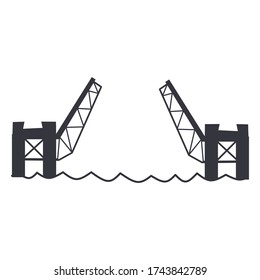 puente levadizo. ilustración de esquema simple plana