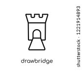 drawbridge icon. Trendy modern flat linear vector drawbridge icon on white background from thin line Fairy Tale collection, editable outline stroke vector illustration